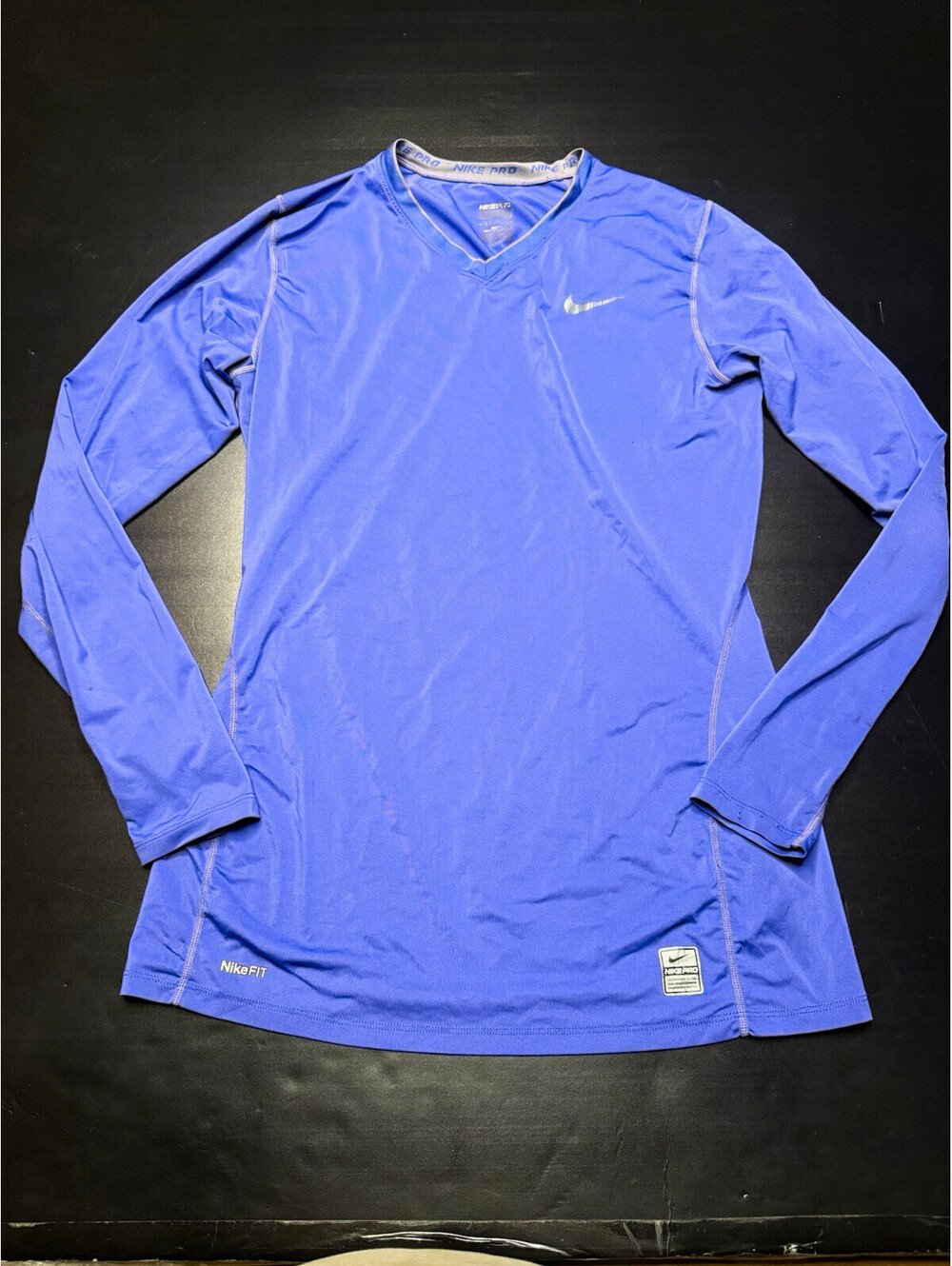 Nike Pro Women’s V-Neck Long Sleeve Compression Training Shirt Top Purple L